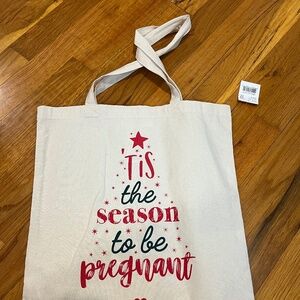 NWT Motherhood maternity Christmas holiday canvas tote